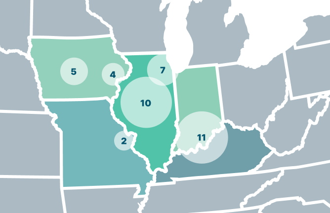 Map of VitalSkin Dermatology locations by state